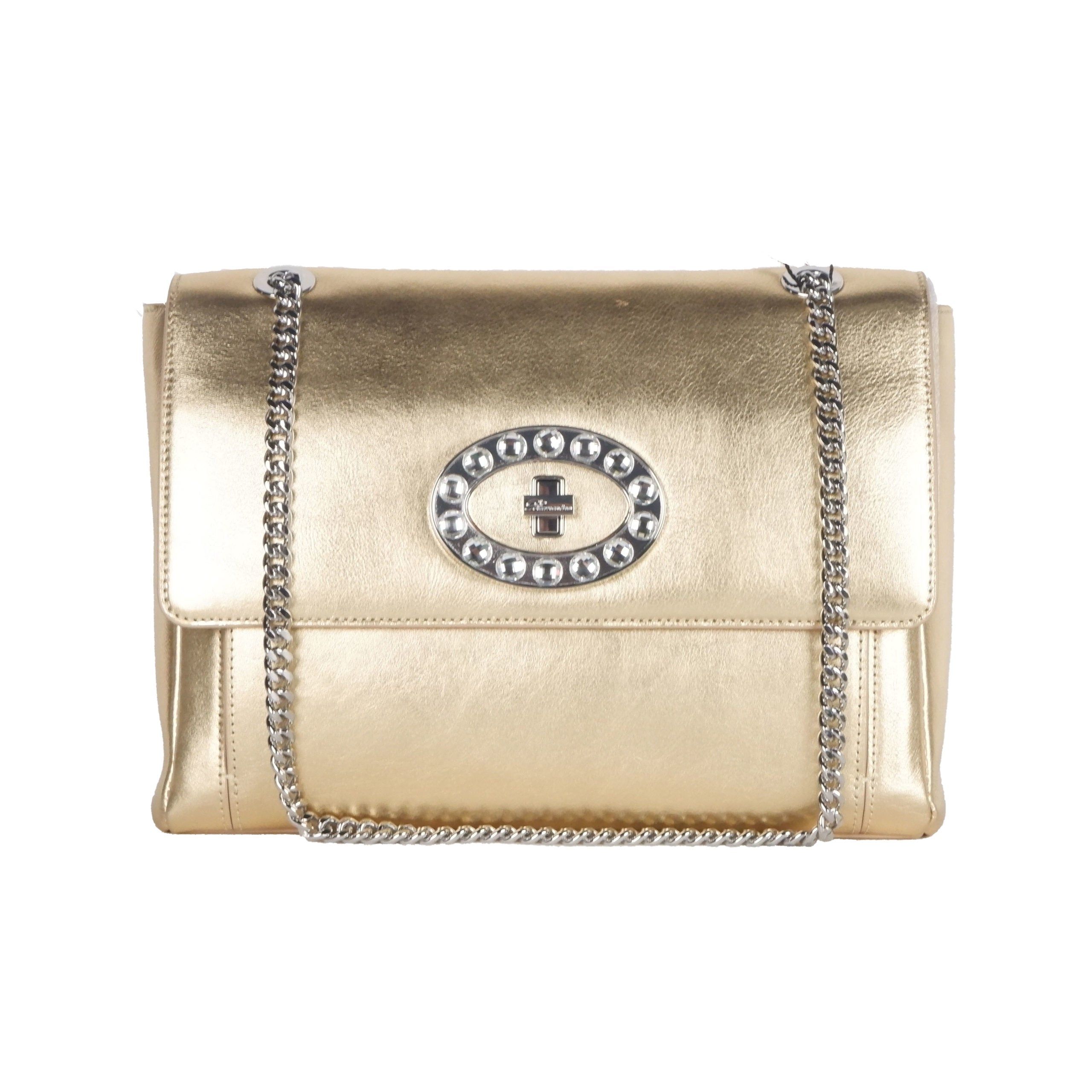 

Blumarine Золотая кожаная сумка через плечо для женщин Blumarine