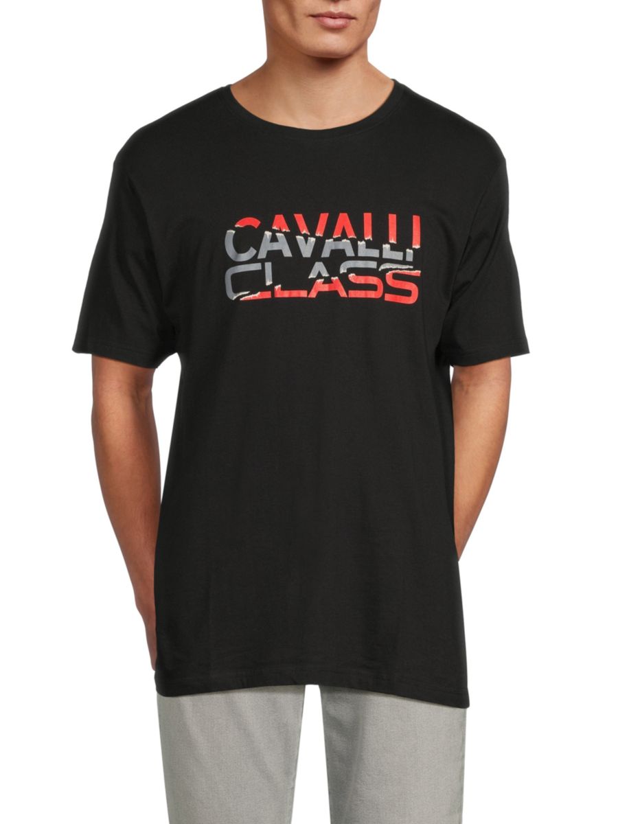 

Футболка с круглым вырезом и графическим принтом Cavalli Class by Roberto Cavalli, черный