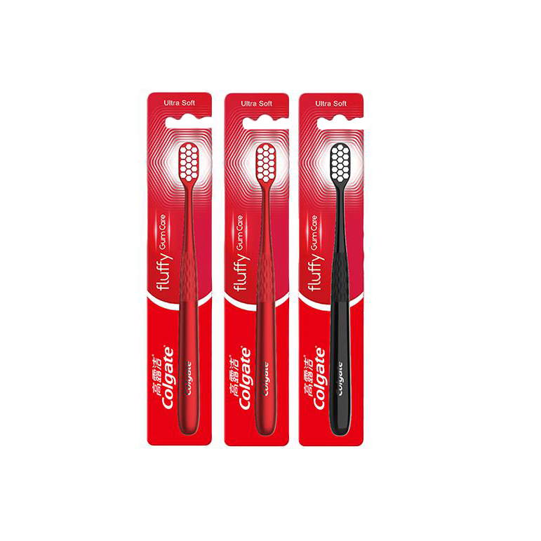 Мягкая зубная щетка для чистки с защитой десен Fleece Like Gum Protection Soft Fleece COLGATE, 6-piece set: toothbrush # красный *3+toothbrush # черный *3 — фото 4