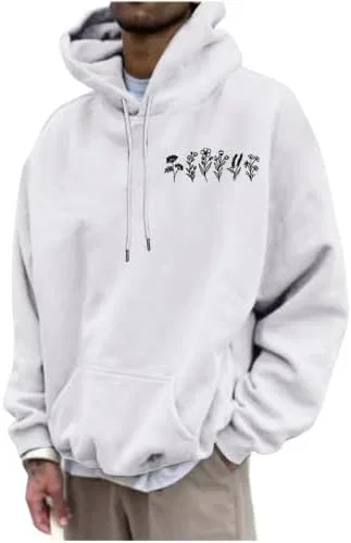 Мужская толстовка с принтом Иисуса Христа, бренд Generic, цвет White Floral Alphabet — фото 4