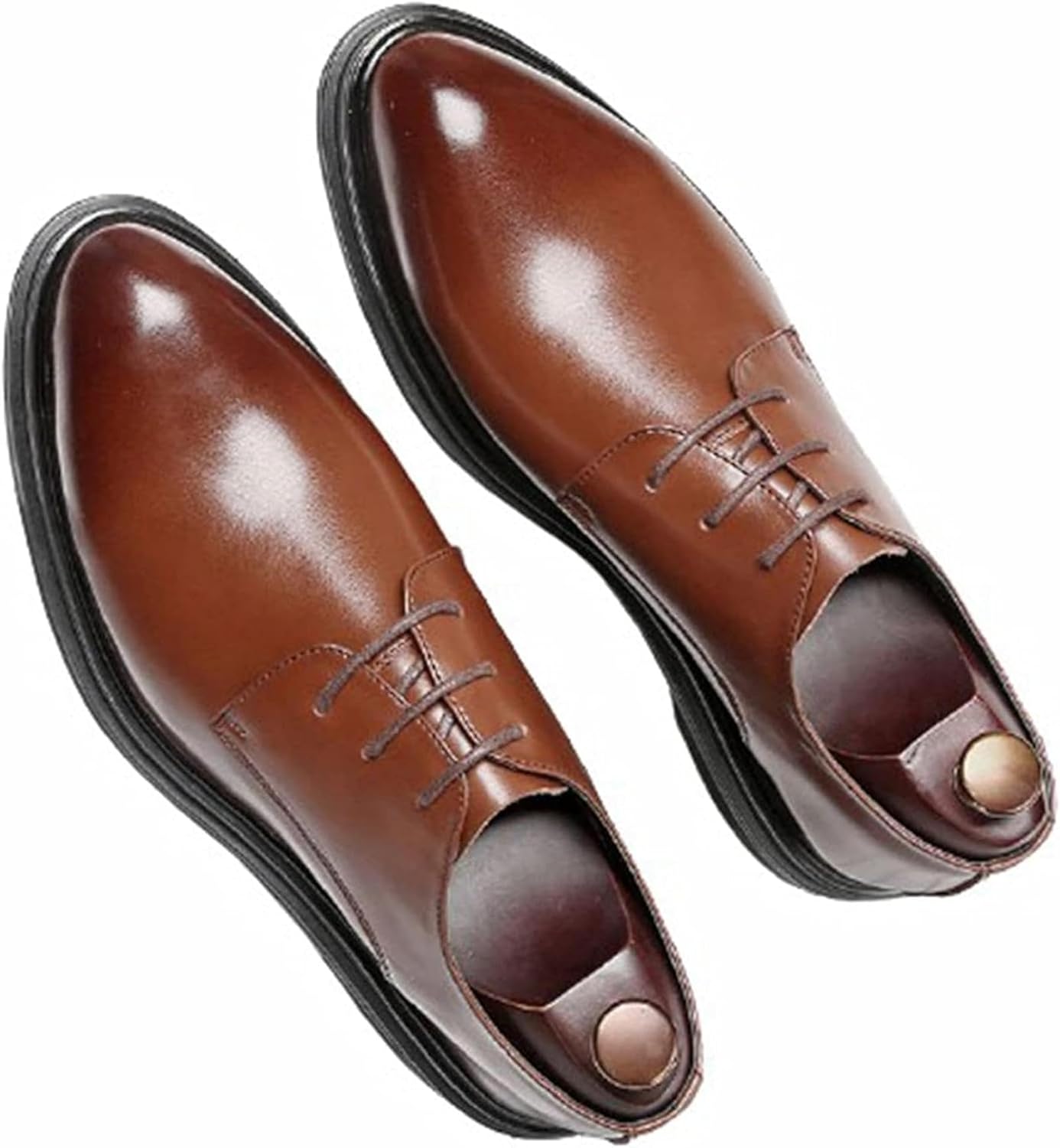 

Повседневные мужские оксфорды на шнуровке из кожи для осени и зимы, свадебные и праздничные туфли, размер 7.5, коричневые Generic