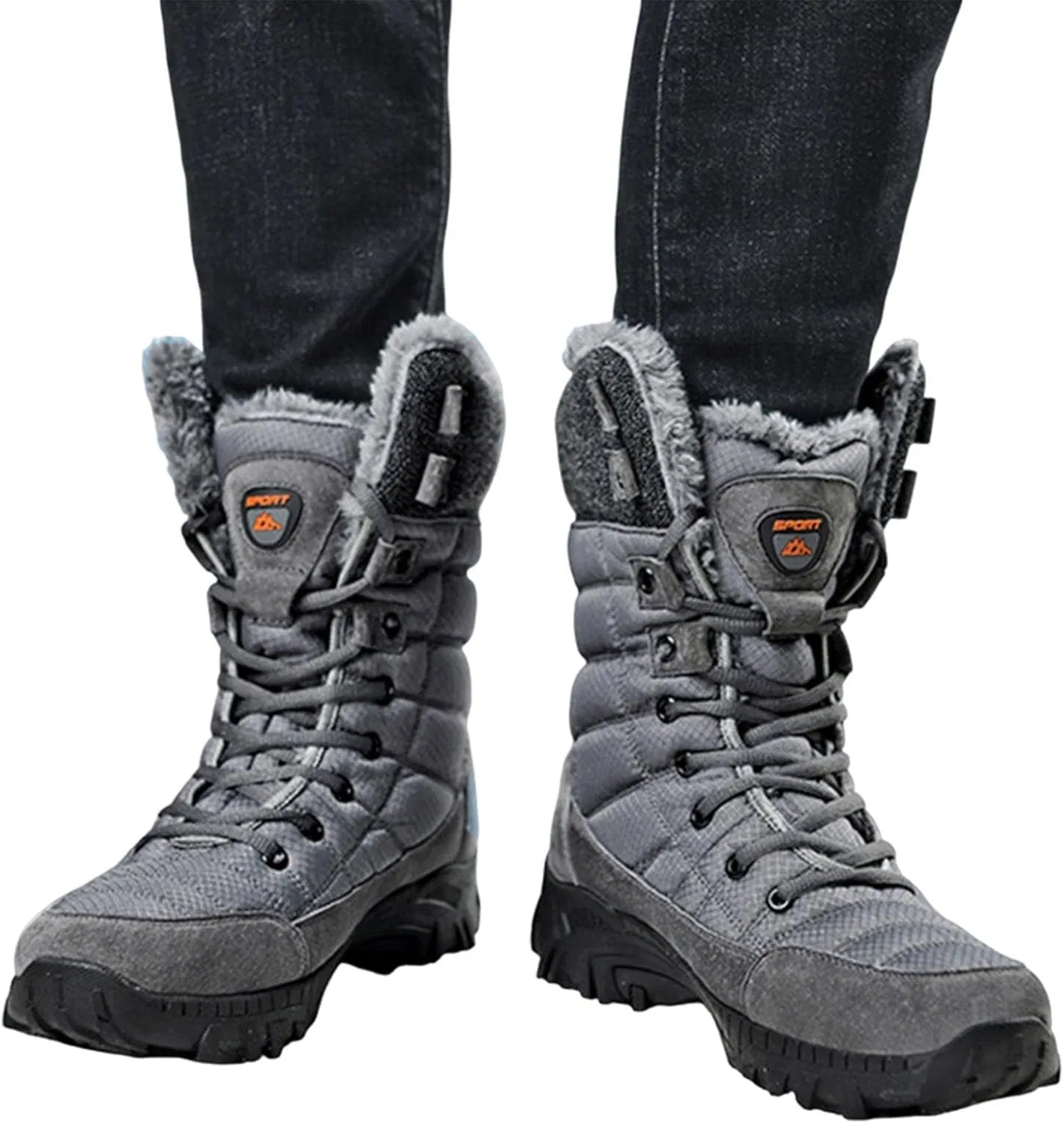 Мужские рабочие ботинки Generisch Snow Boots для снега, треккинга и походов, с застежкой, теплые, модные, зимние, легкие, нескользящие, износостойкие, водонепроницаемые, очень широкие, Grau — фото 2