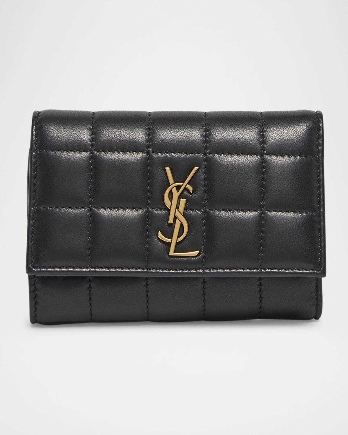 

Тонкий кошелек YSL тройного сложения из стеганой кожи Saint Laurent, цвет Noir