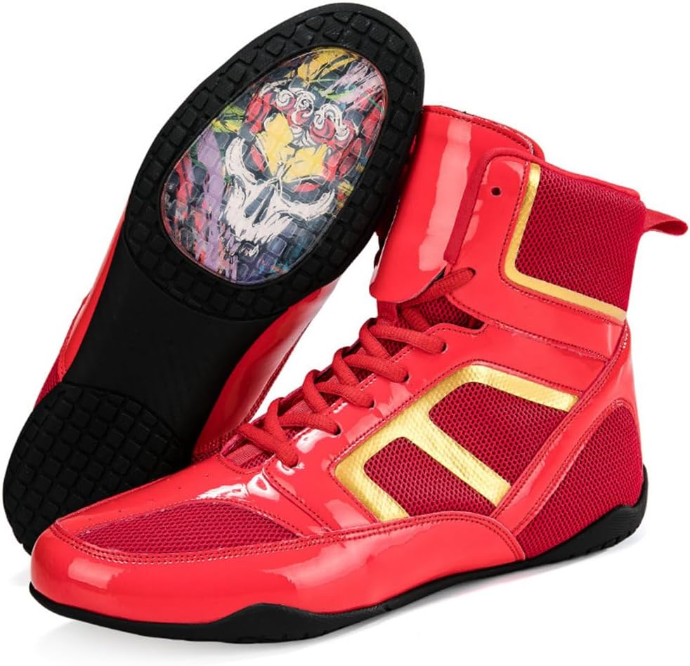 

Мужские боксерские ботинки, высокие борцовские кроссовки, легкие спортивные кеды для фитнеса, бодибилдинга, кикбоксинга и спарринга Donfaauk, красный