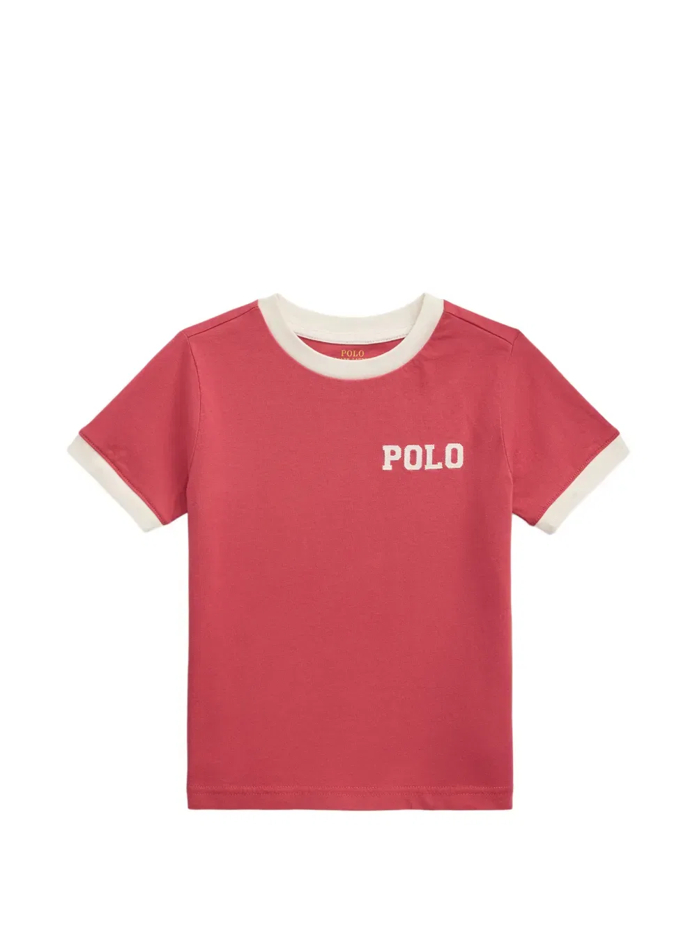 Футболка с контрастной отделкой и принтом логотипа Polo Ralph Lauren Kids, красный