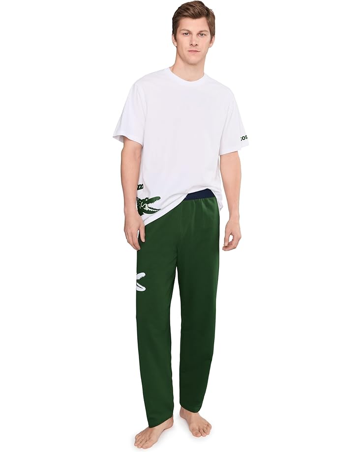 Мужские брюки Lacoste Printed Fleece Loungewear, Green/Navy Blue/White — фото 2
