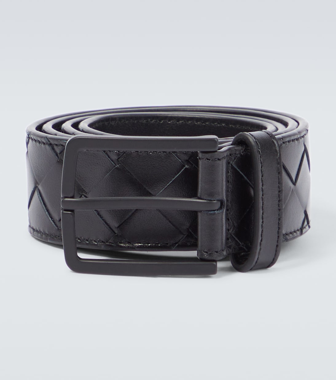 

Кожаный ремень Intrecciato Bottega Veneta, Black-Nero Opaco.