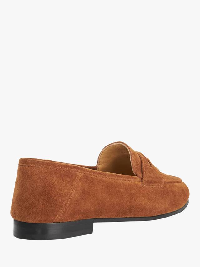 Греческие лоферы из замши на тонкой подошве Dune London, Dark Tan — фото 4