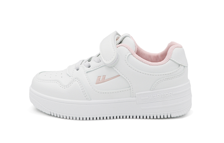 

Низкие детские скейтерские кеды Warrior бело-розовые