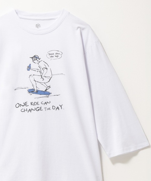 

Футболка с линейным рисунком и рукавом 3/4 Mac-House, белый