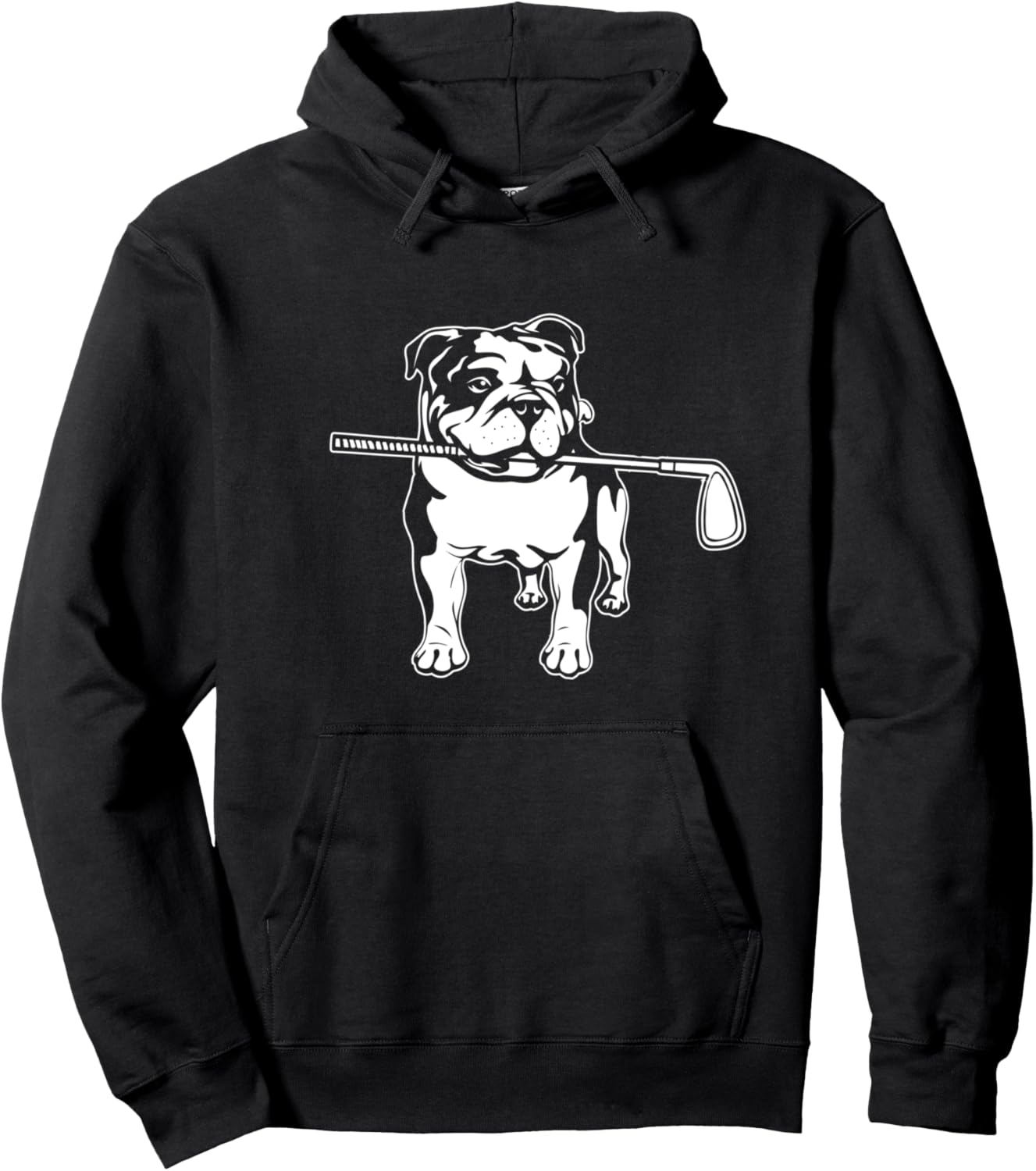 

Худи с изображением английского бульдога с клюшкой для гольфа Funny Dogs, Pets, Four-Legged Friends, Dog Lovers, черный