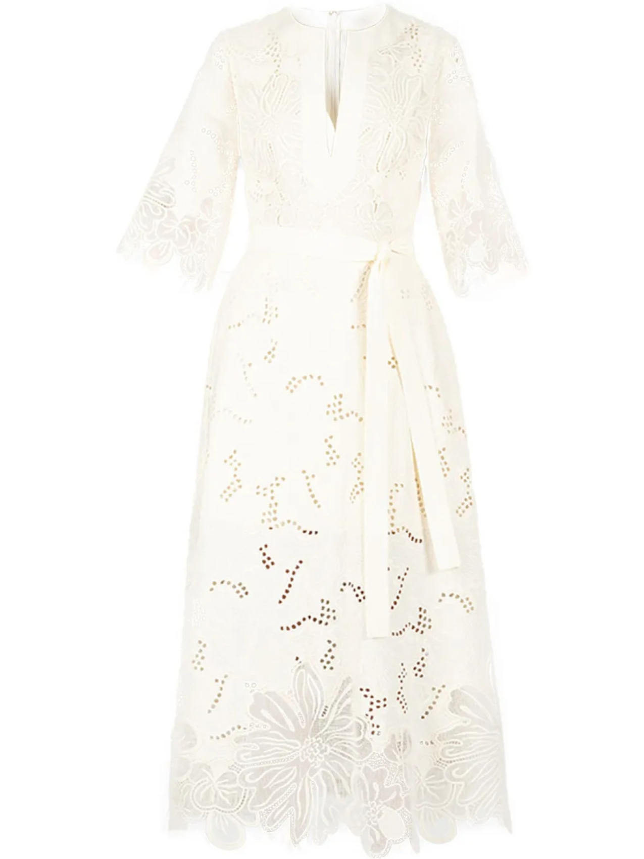 

Вышитое платье-миди Elie Saab, белый