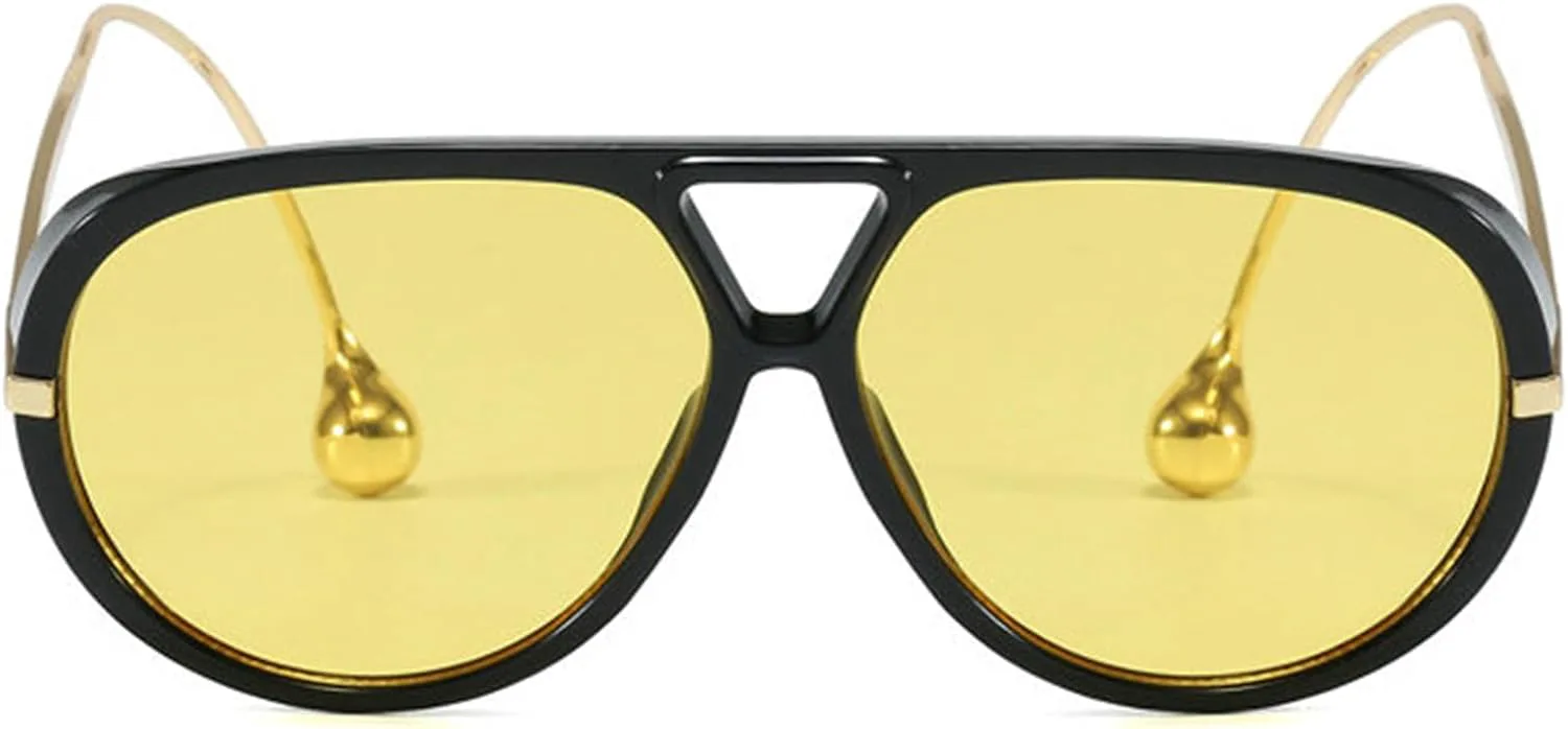 

Винтажные солнцезащитные очки Willochra большого размера в стиле «пилот» для женщин, роскошные модные солнцезащитные очки для женщин в крупной оправе, Yellow