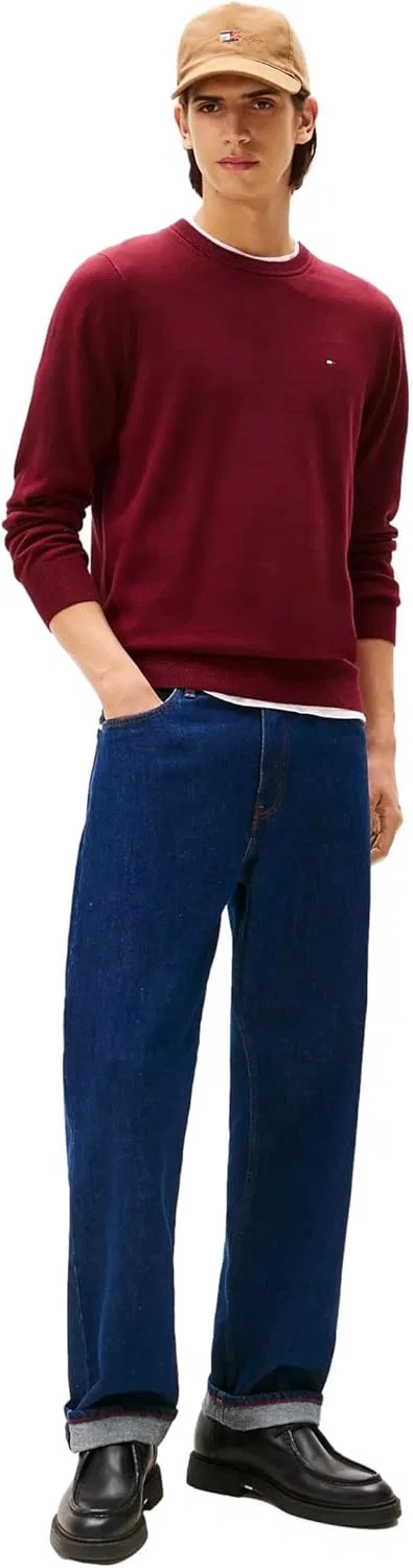TOMMY HILFIGER / Мужской пуловер / PIMA ORG CTN CASHMERE с круглым вырезом, Deep Rouge — фото 4