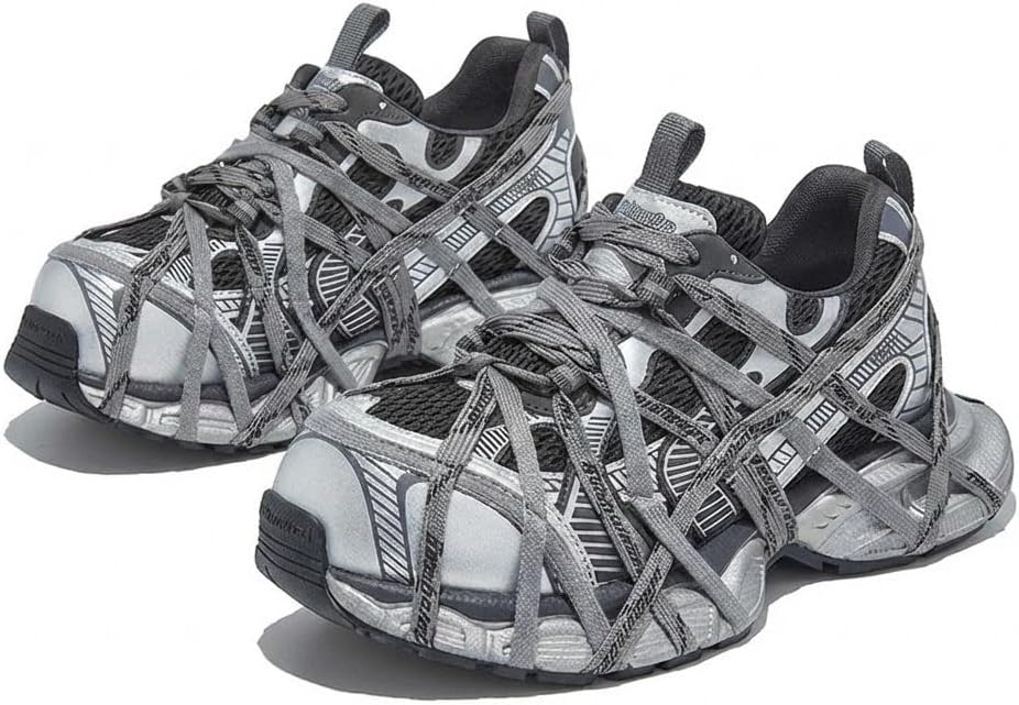 

Женские массивные модные кроссовки с уникальными плетеными шнурками, черные спортивные прогулочные кроссовки для мужчин и женщин Flowergirr