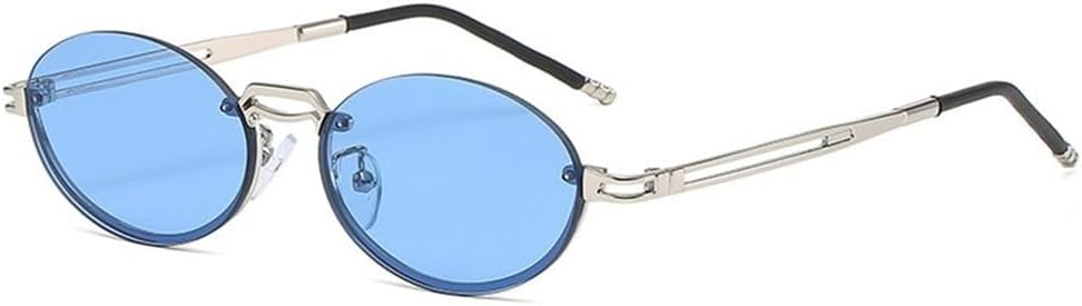 

Модные солнцезащитные очки в стиле панк без оправы с металлическими градиентными линзами овальной формы, защита UV400, безрамочные очки для женщин и женщин KTUCN, Blue