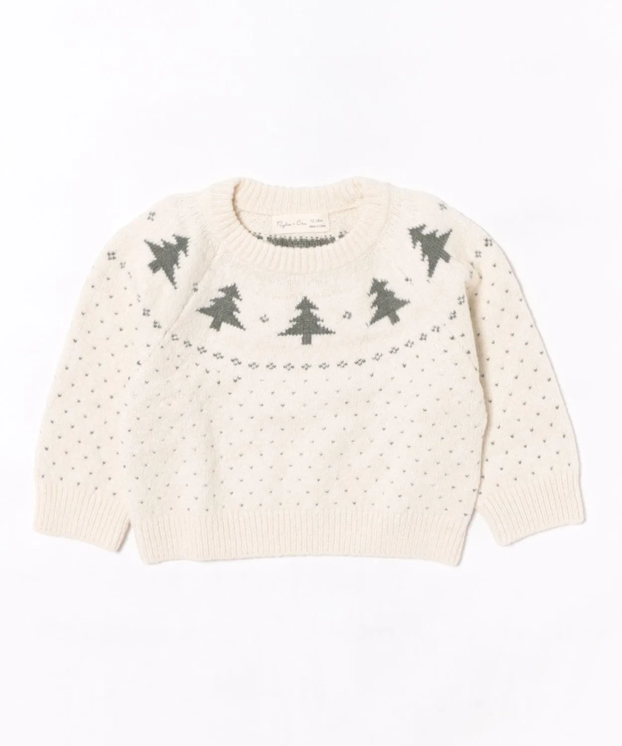 Свитер Fair Isle с деревьями Rylee + Cru, длинный рукав, натуральный