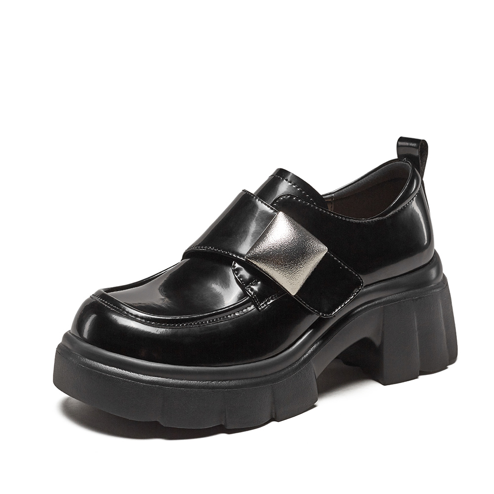 YEARCON Лоферы женские экрю-черные на каблуке 6,5 см, цвет Black — фото 2