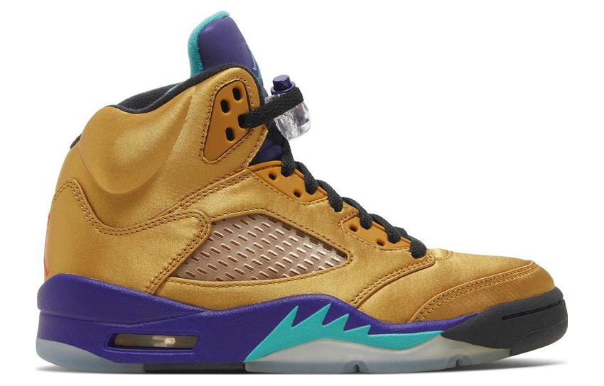 Air 5 Retro Friends & Family 'Fresh Prince Of BelAir' Jordan, золотой — фото 3