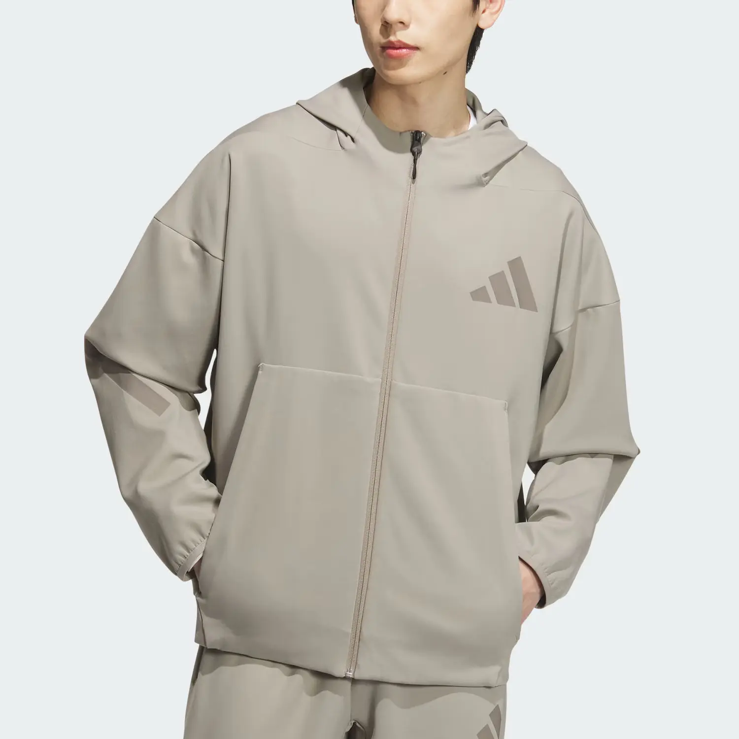 Adidas Куртка True Healing Series ZNE COOL мужская светло-серая коричневая, Light Sesame Taupe — фото 3