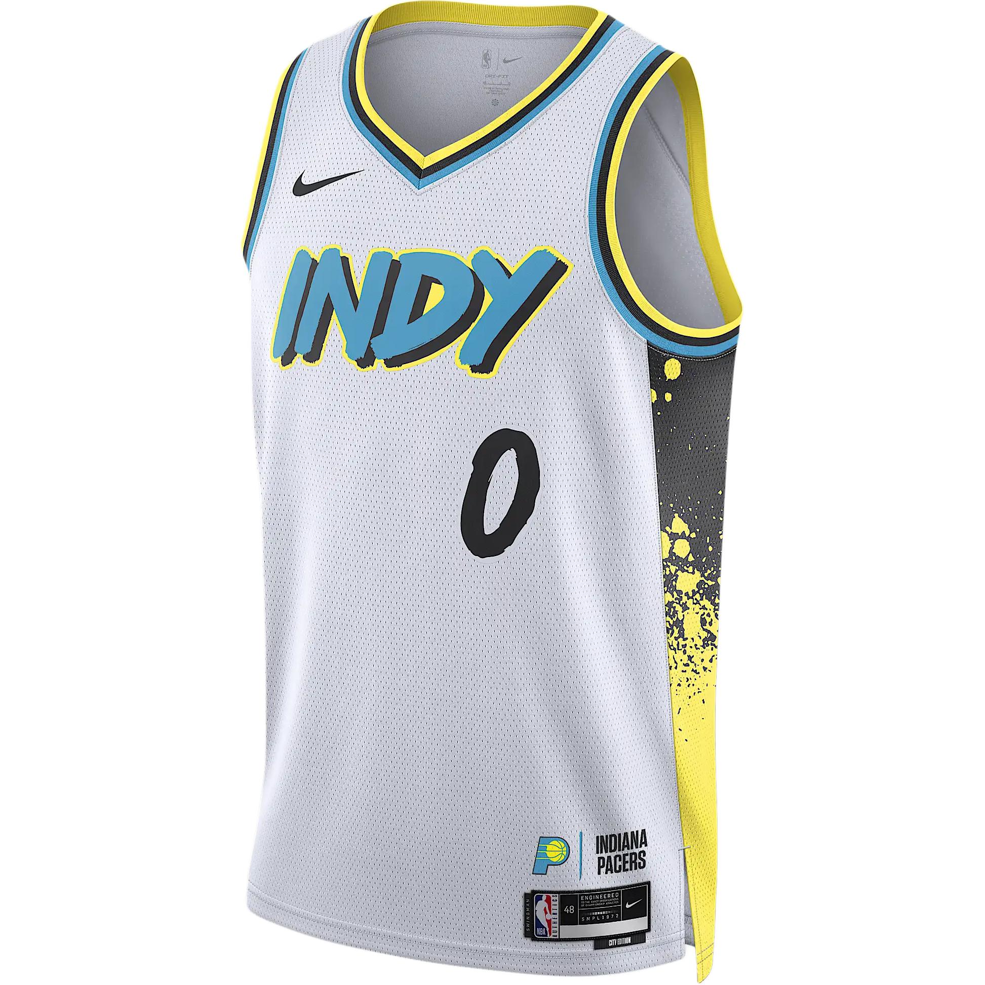 

Футболка Indiana Pacers Tyrese Haliburton 2024/25 City Edition мужская Dri-FIT NBA Swingman Nike, белый