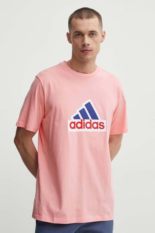 Хлопковая футболка adidas, розовый — фото 4
