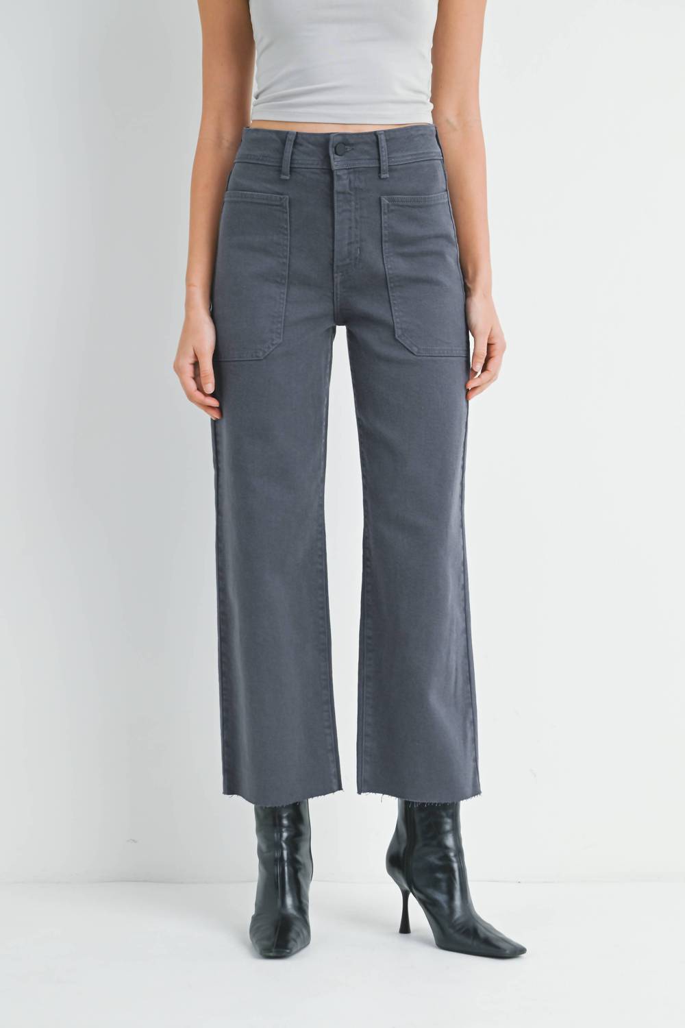 

Высокие утилитарные брюки с широкими штанинами в цвете charcoal JUST BLACK DENIM, Charcoal
