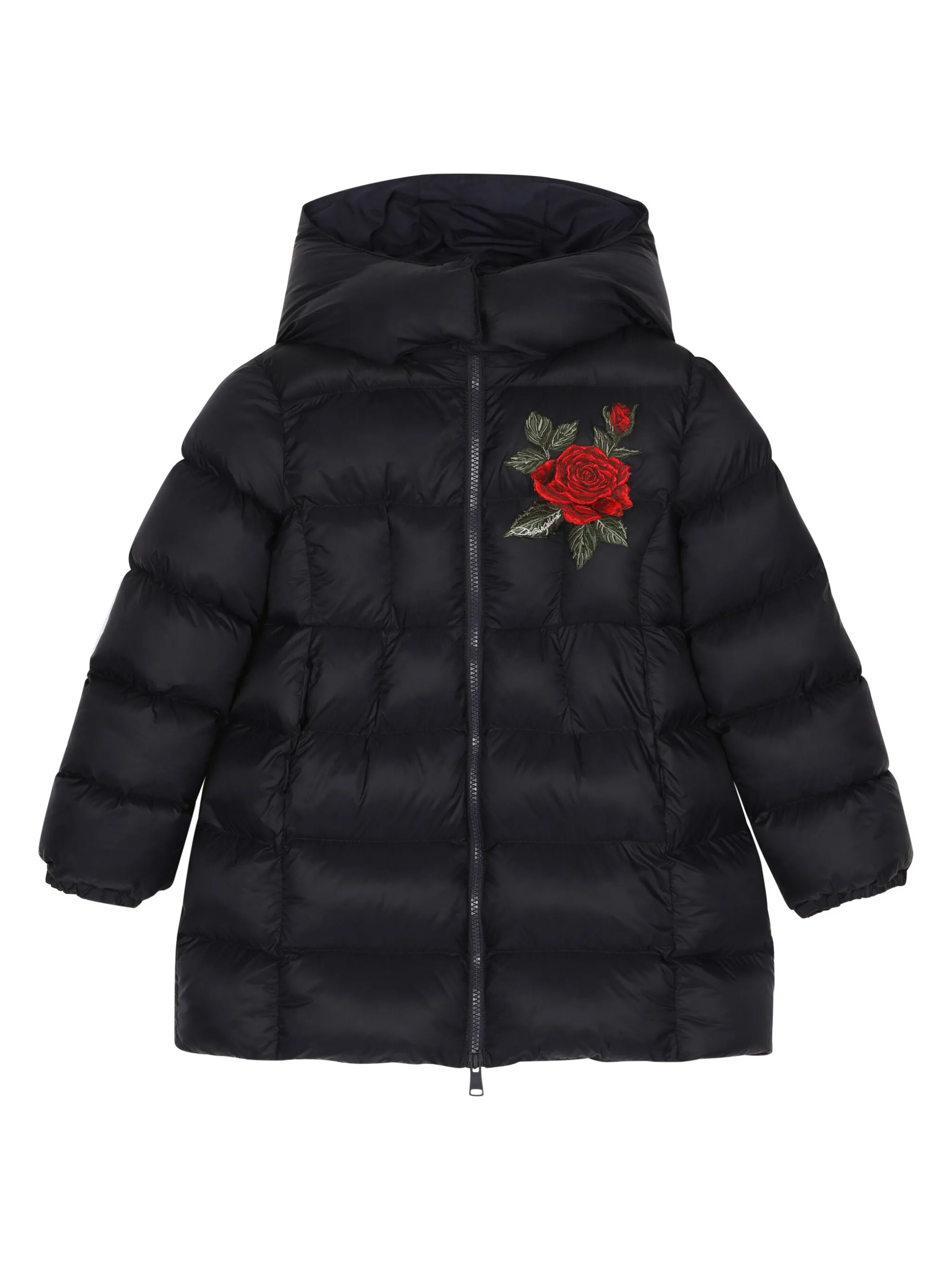 

Пуховик с вышивкой Dolce & Gabbana Kids, черный