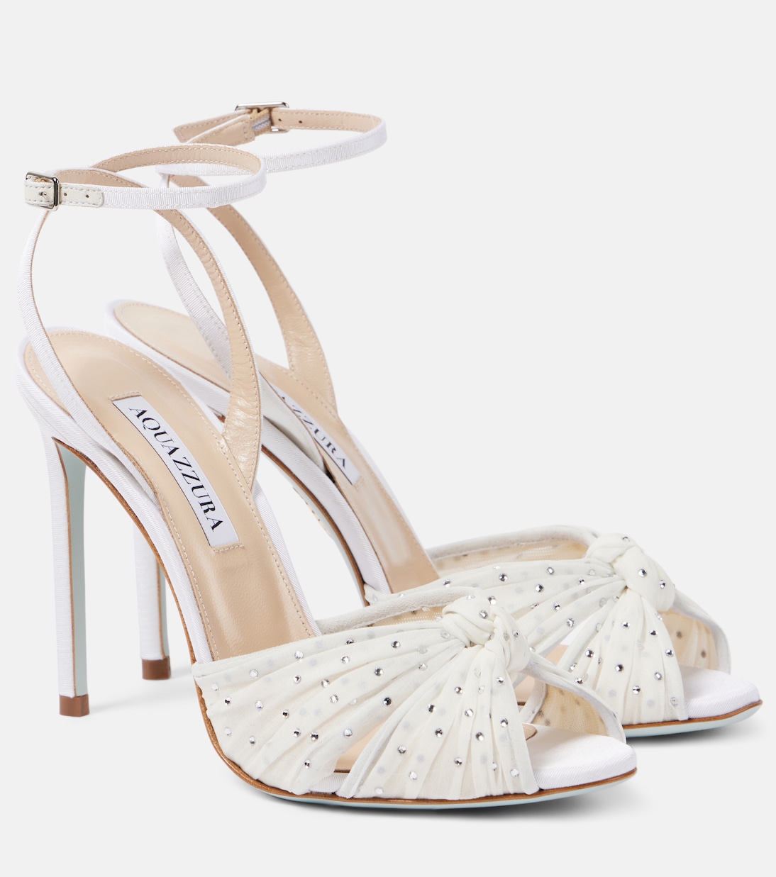 Босоножки из кожи с декором Slow Kisses Aquazzura, белый