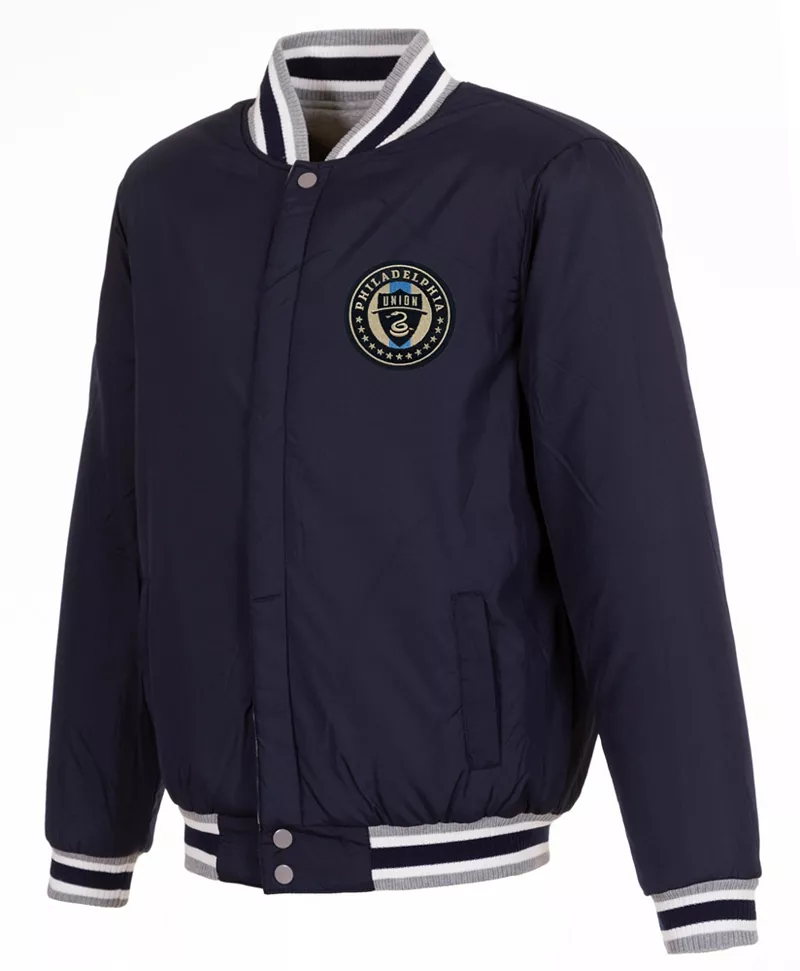 

Темно-синяя двусторонняя флисовая куртка JH Design Philadelphia Union