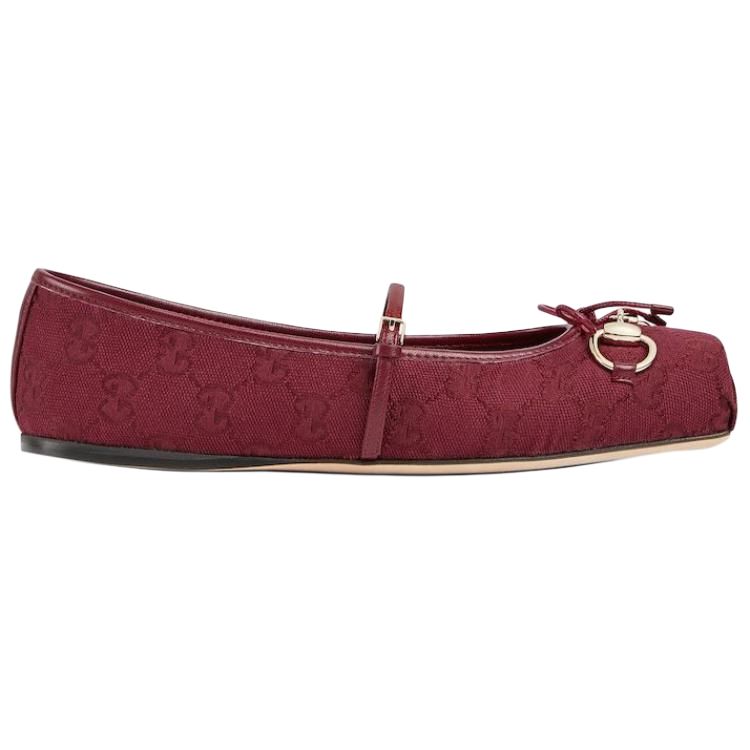 Женские балетки Horsebit 'Rosso Ancora' GUCCI