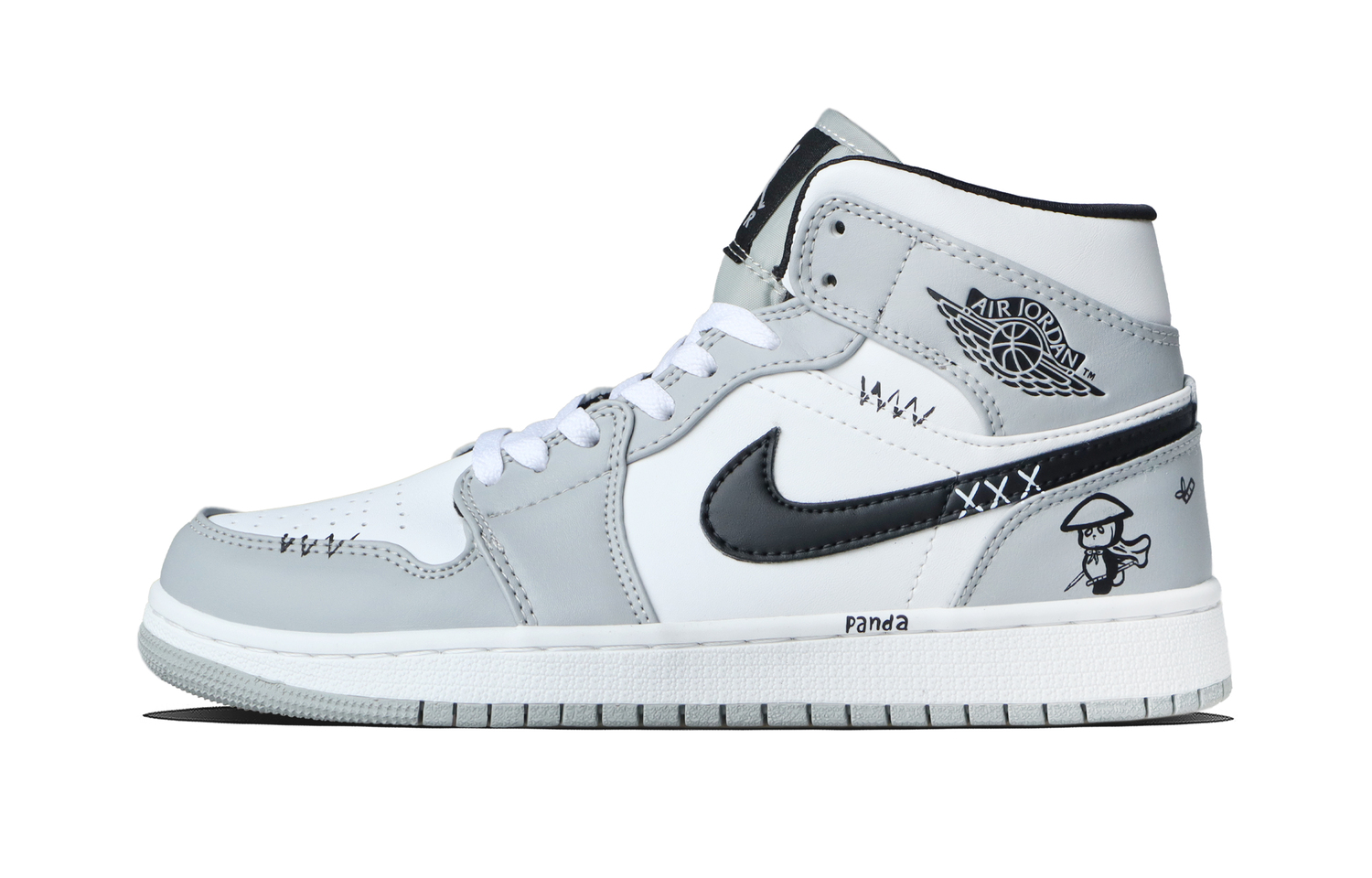 

Air 1 устойчивые к истиранию кроссовки Mid top в винтажном стиле унисекс серые Jordan, светло- серый