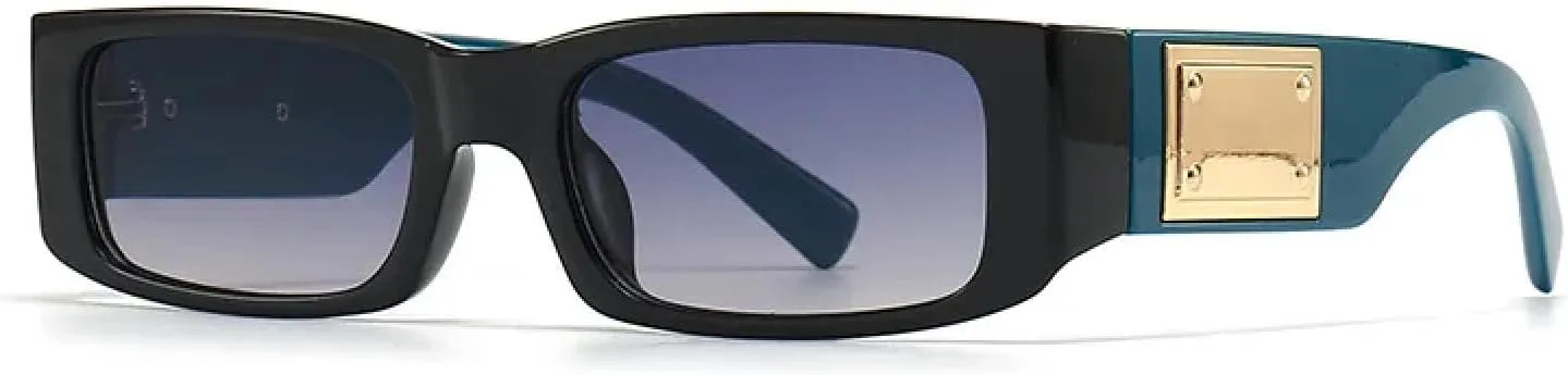 

Роскошные солнцезащитные очки в тонкой прямоугольной оправе для женщин и мужчин. Модные, в стиле панк, классические, винтажные, металлические TYUVIVO, Black Blue