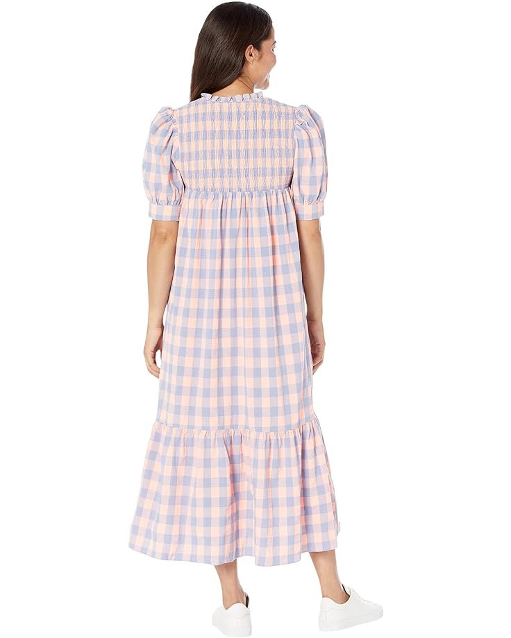 

Платье English Factory Gingham Textured Smocked Yoke Midi Dress, цвет Pink Purple