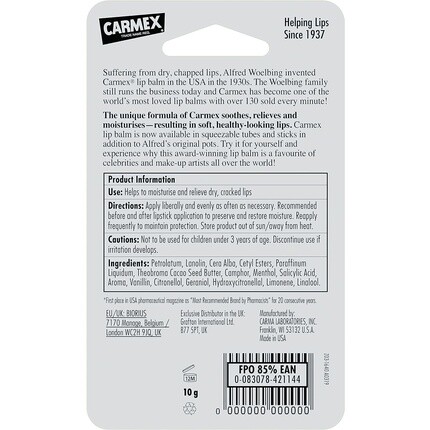 Carmex Classic Увлажняющий бальзам для губ, тюбик 10 г — фото 2