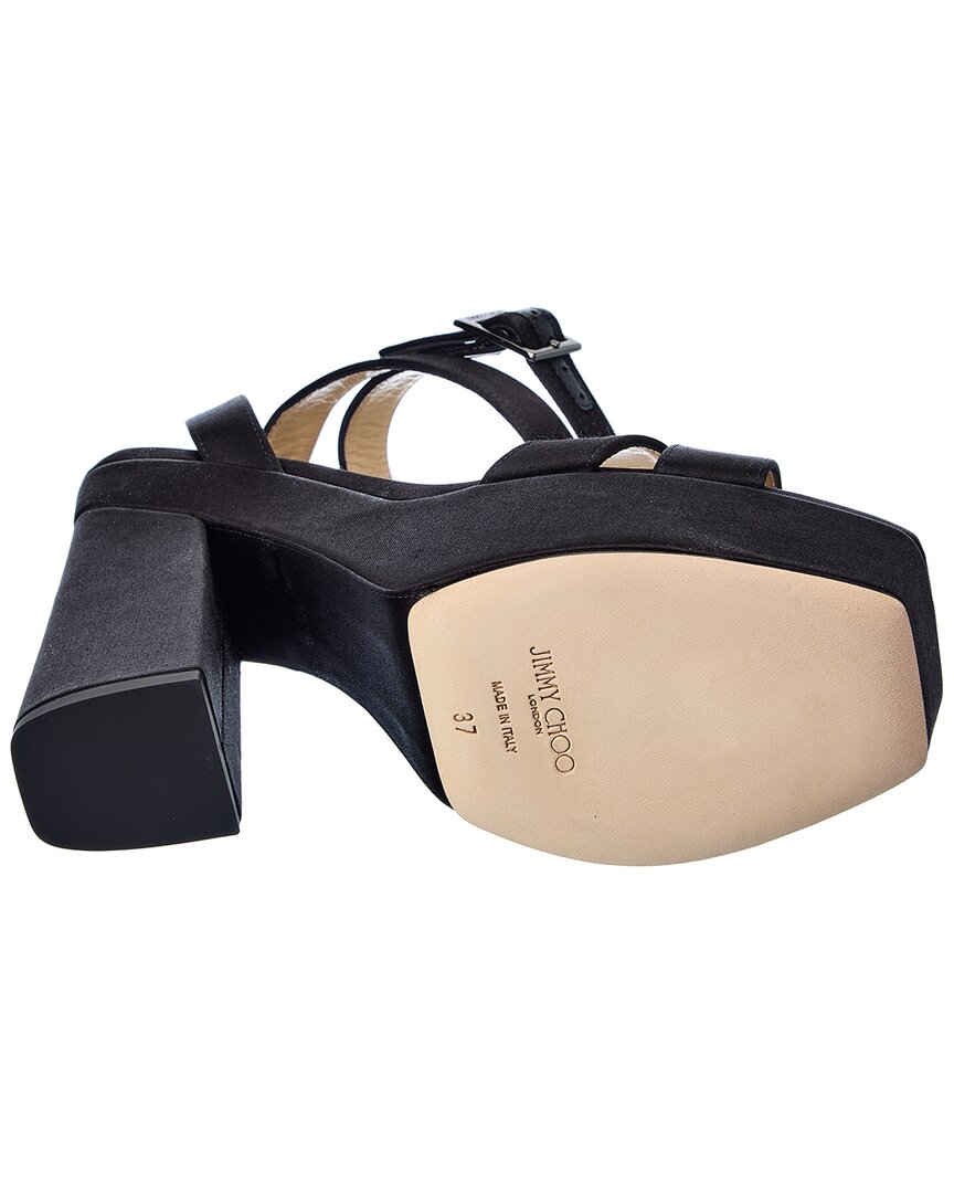 Сандалии Jimmy Choo Gaia 140 на атласной платформе, черный — фото 4
