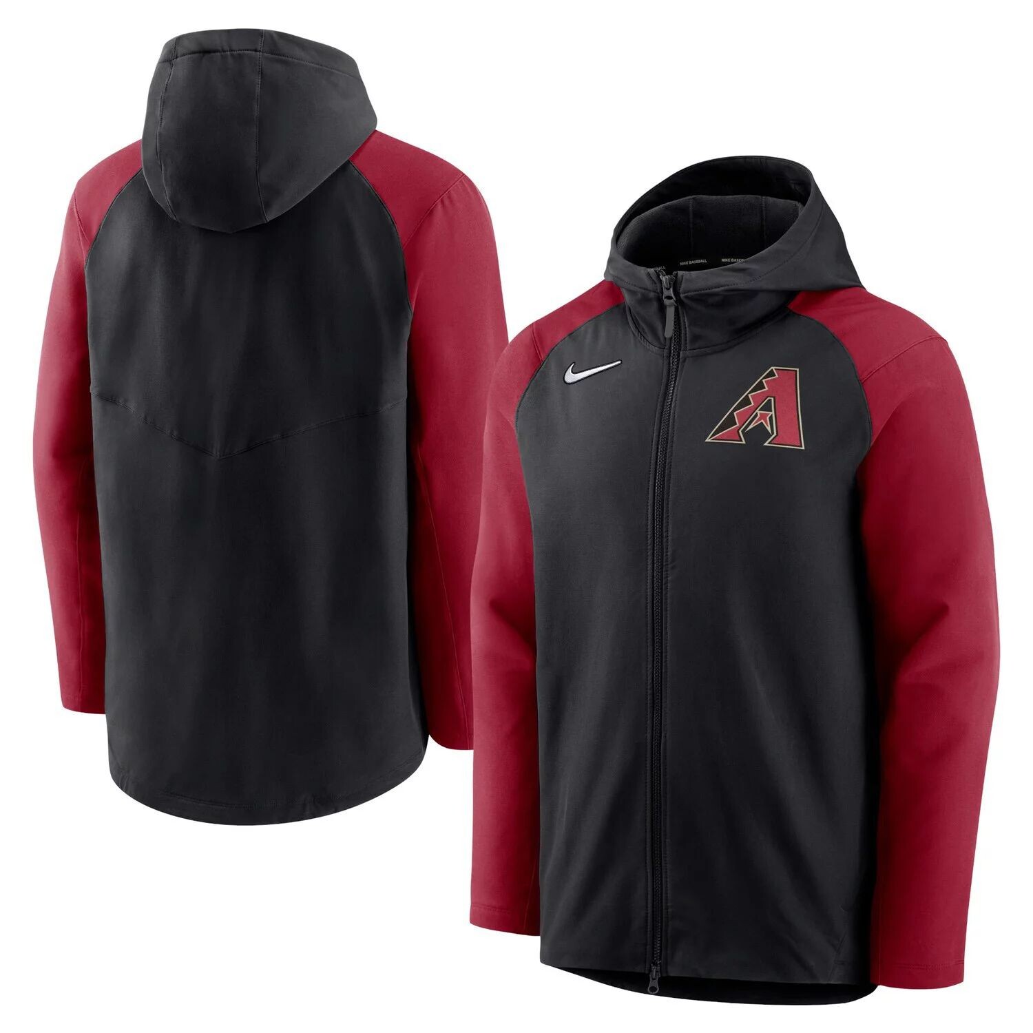 

Мужская худи с молнией во всю длину реглан Nike Black/Red Arizona Diamondbacks Authentic Collection Performance