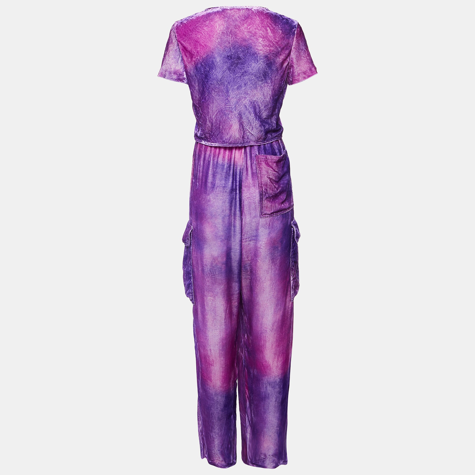 Комплект от Acne Studios: укороченный топ и спортивные брюки из фиолетового бархата — фото 2