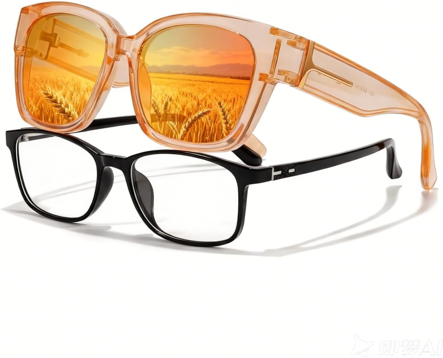 

Солнцезащитные очки Chicid Mirrored Fit Over Sunglasses для женщин и мужчин, поляризованные, увеличенного квадратного размера, с защитой от УФ-излучения, A02 Clear Champagne Frame/Gold Mirrored Lens