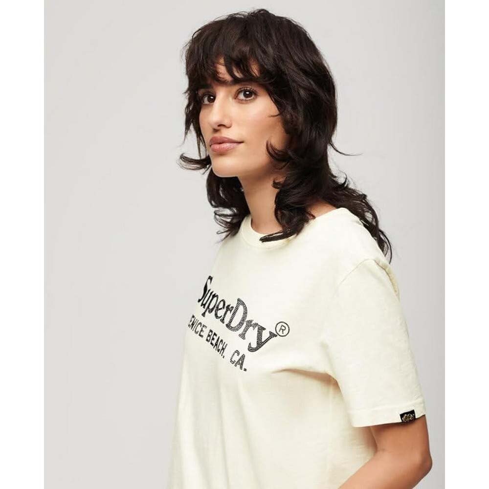 Футболка с коротким рукавом Superdry Metallic Venue Relaxed, бежевый — фото 3