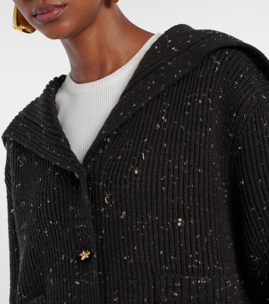 Кардиган из ребристой шерстяной ткани с добавками Bottega Veneta, Fondant — фото 4