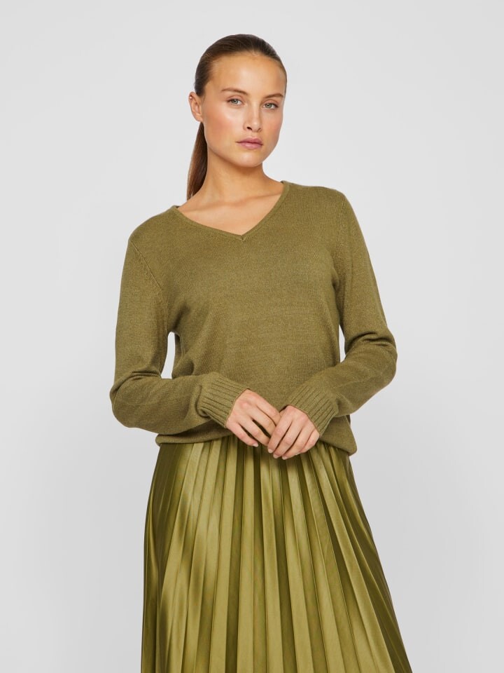 

Пуловер Vila Dünner Strickpullover Basic Stretch Sweater VIRIL, оливковый