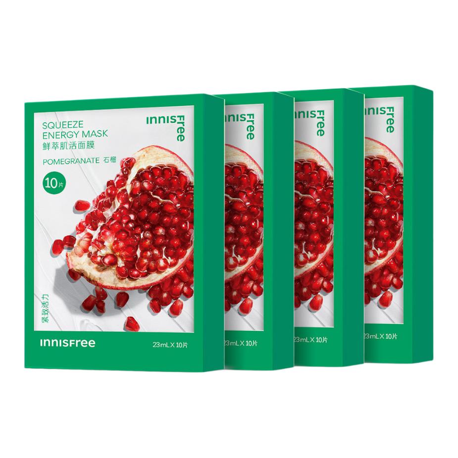 

Yueshifengyin увлажняющая маска для лица со свежезаваренным гранатом 23мл*10 шт/коробка Innisfree