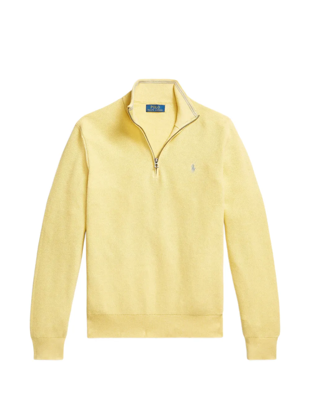 Свитер из сетчатой вязки с короткой молнией Polo Ralph Lauren, желтый