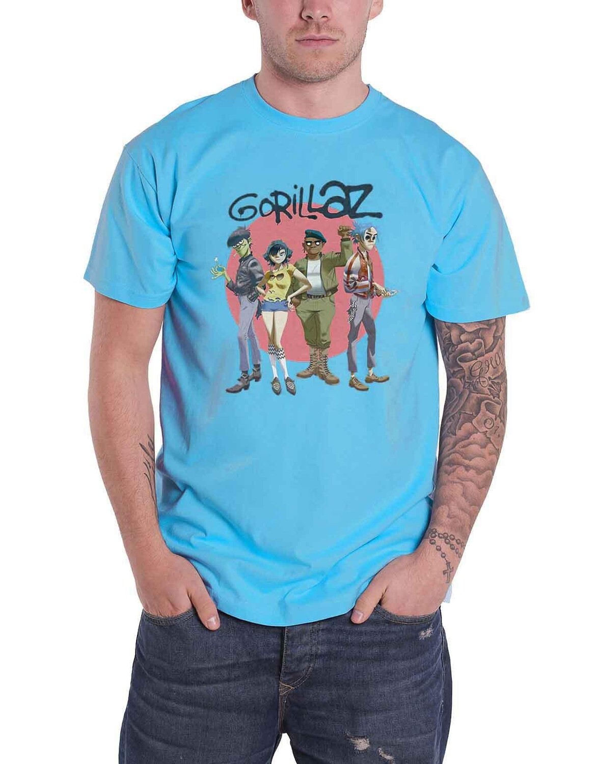 

Футболка с завышенной талией в виде круга группы Gorillaz, синий