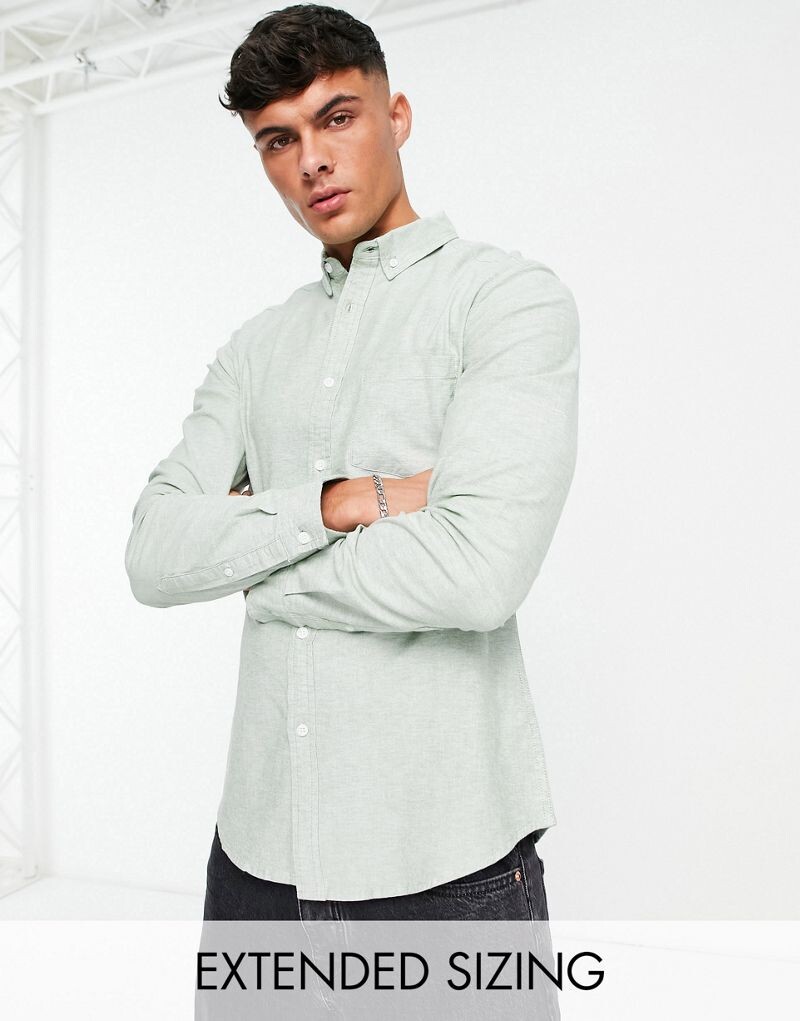 

Зеленая оксфордская рубашка узкого кроя ASOS DESIGN