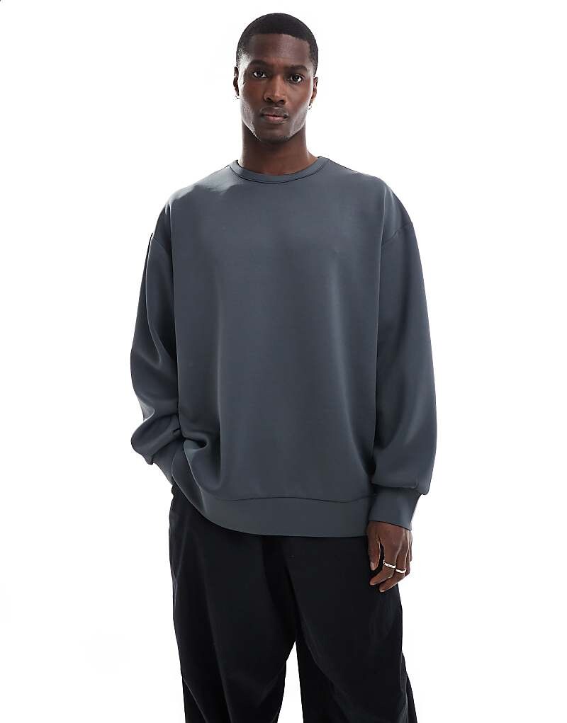 

ASOS DESIGN – толстовка оверсайз графитового цвета с необработанными краями