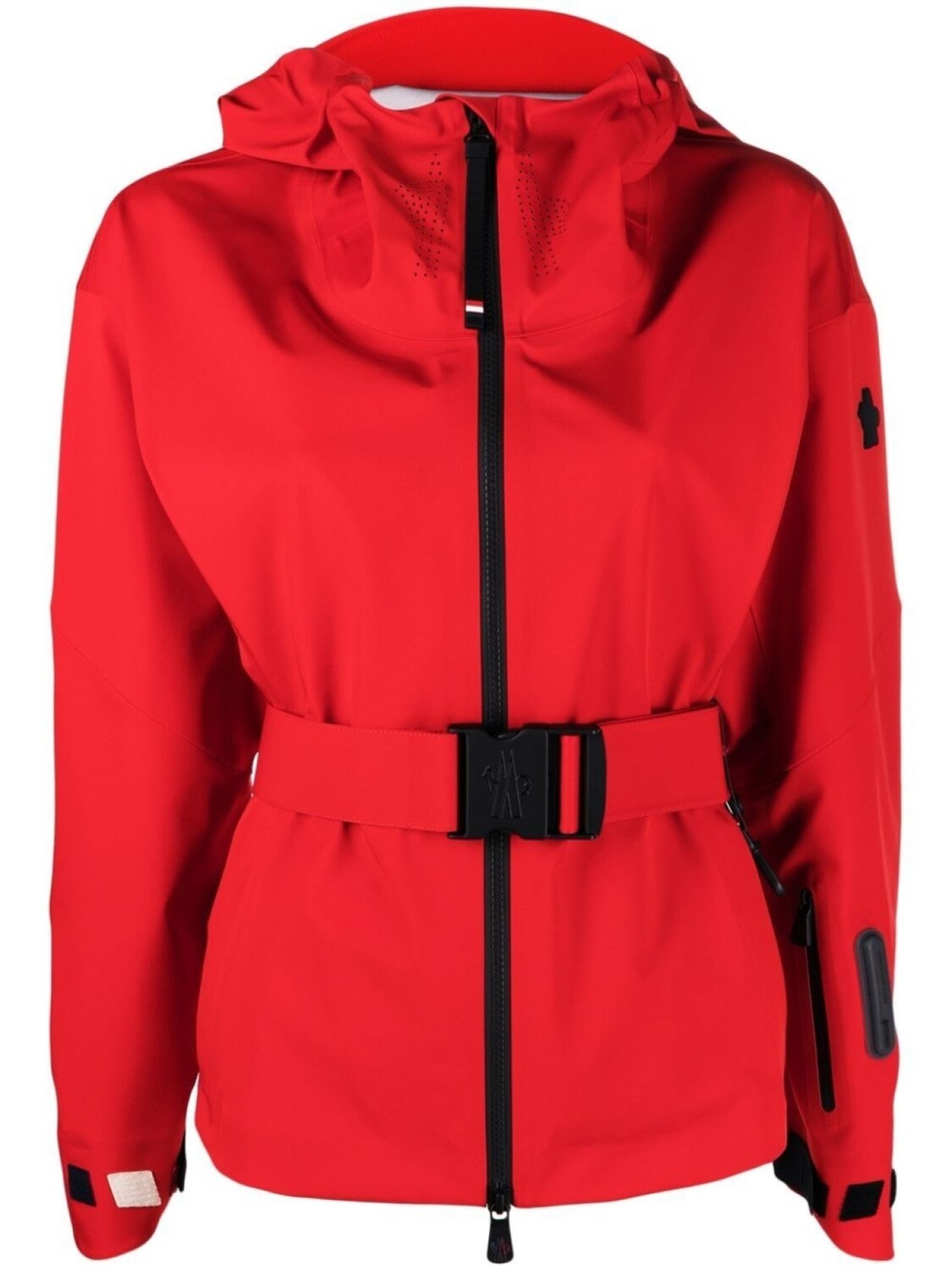 

Moncler Grenoble куртка с капюшоном и поясом, красный