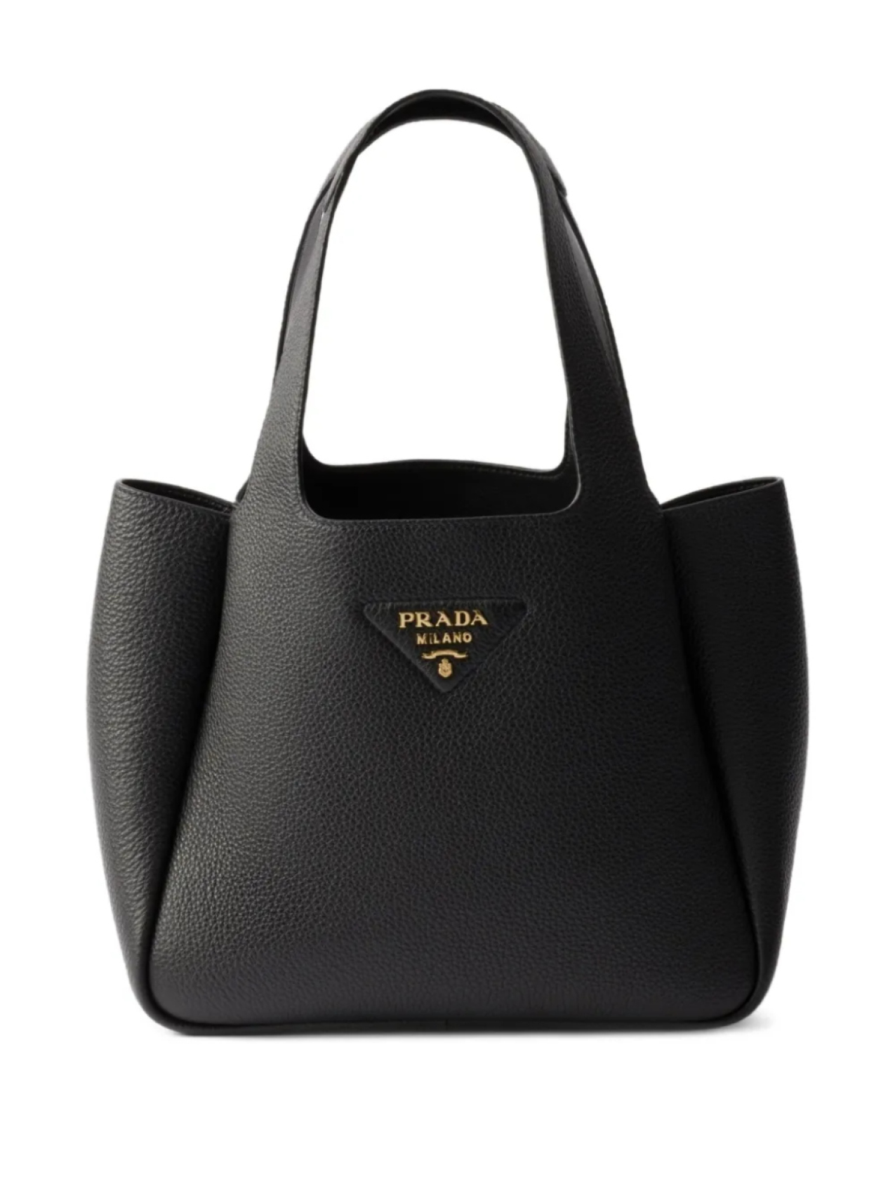 

Маленькая кожаная сумка-тоут Prada, черный