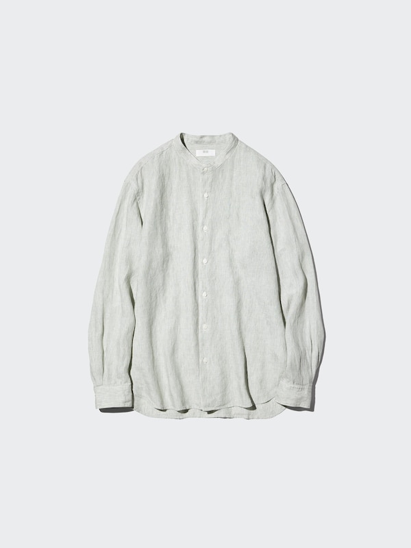 Льняная рубашка со стойкой (в полоску) Uniqlo, 62 blue — фото 3
